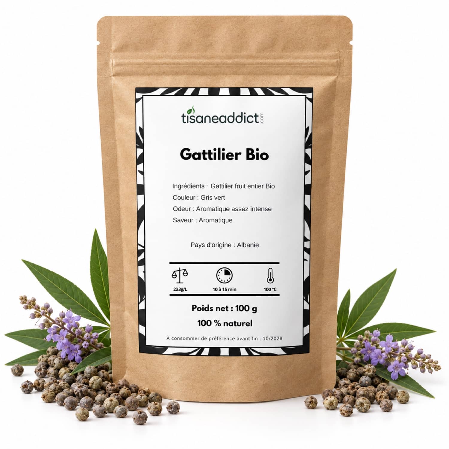 Gattilier Bio – Fruit entier d’Albanie – 100 g